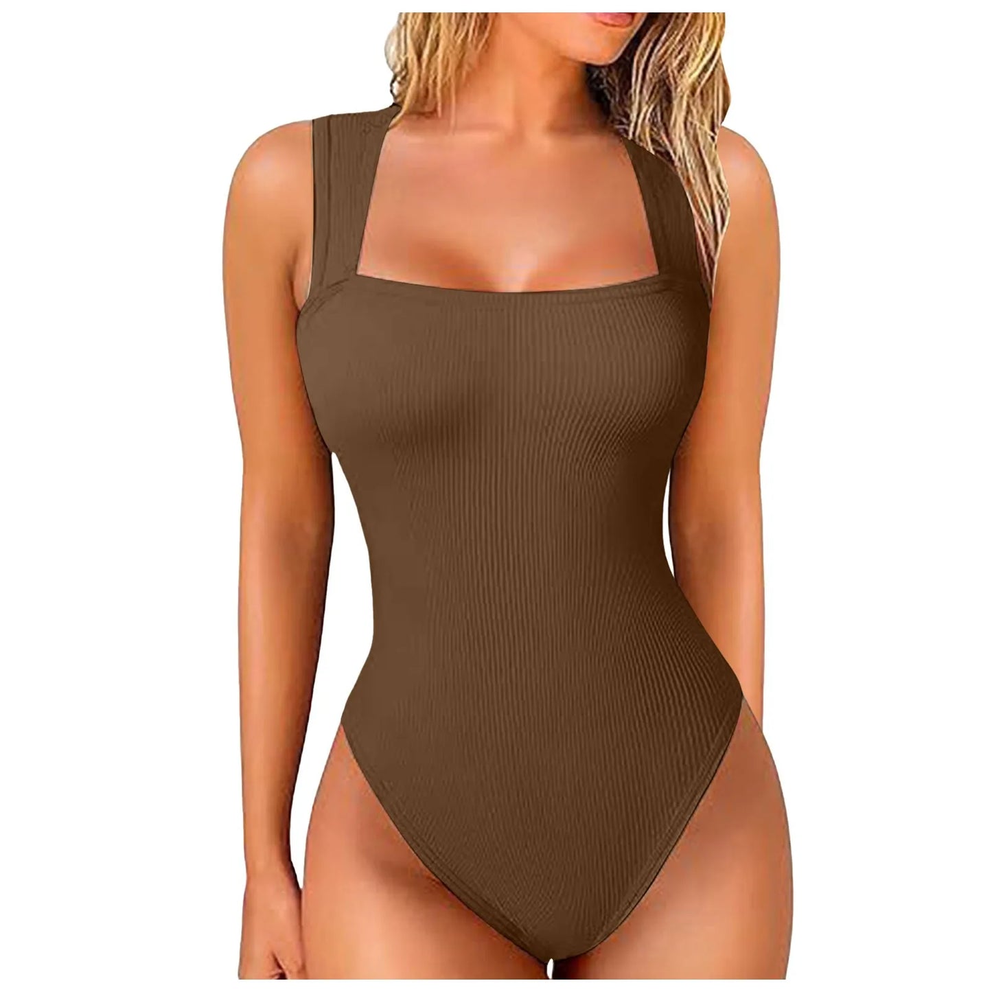 WOMEN'S SQUARE NECK SLEEVELESS BODYSUIT